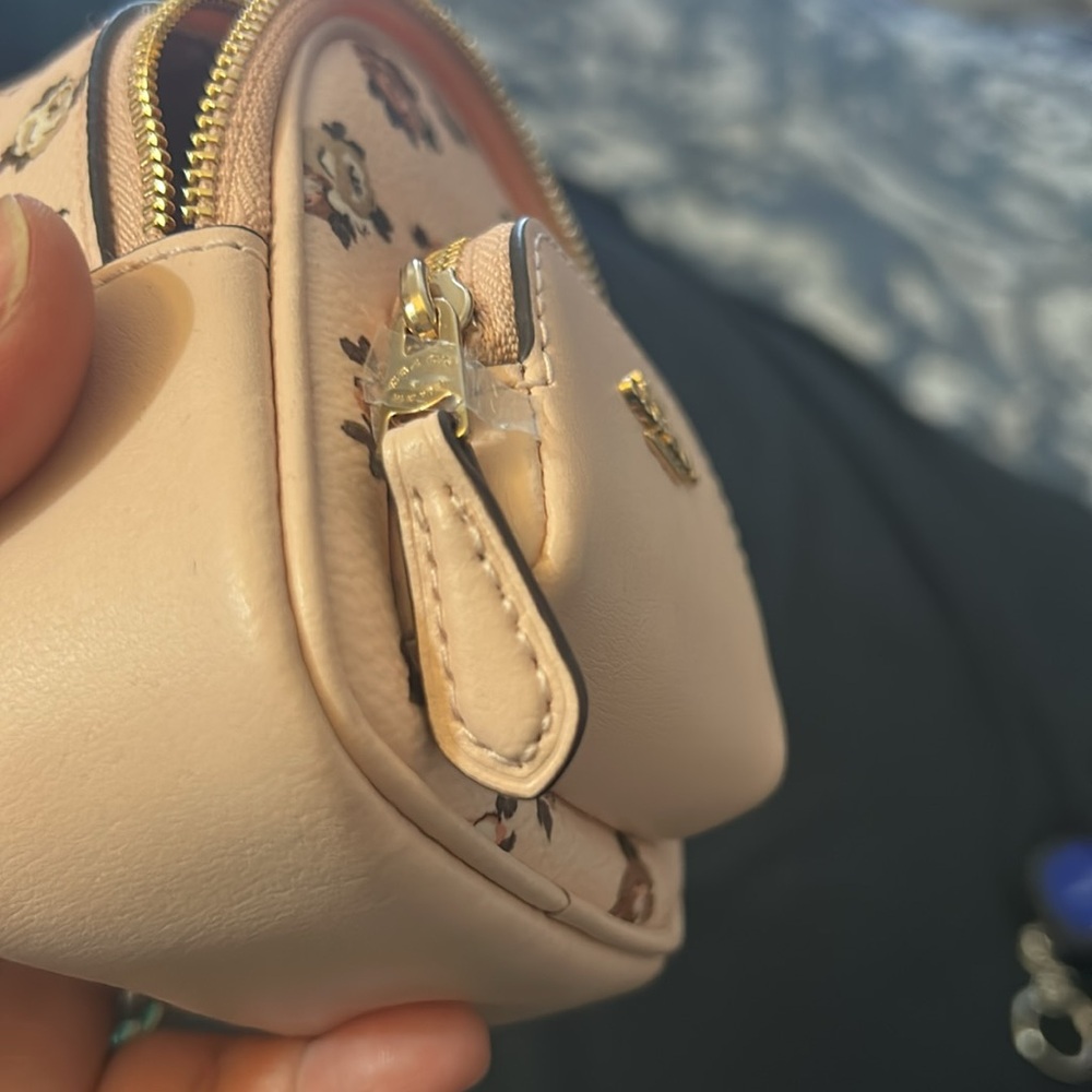 NWT Coach Pink and Brown Floral Mini Bag Keychain - Picture 9 of 11
